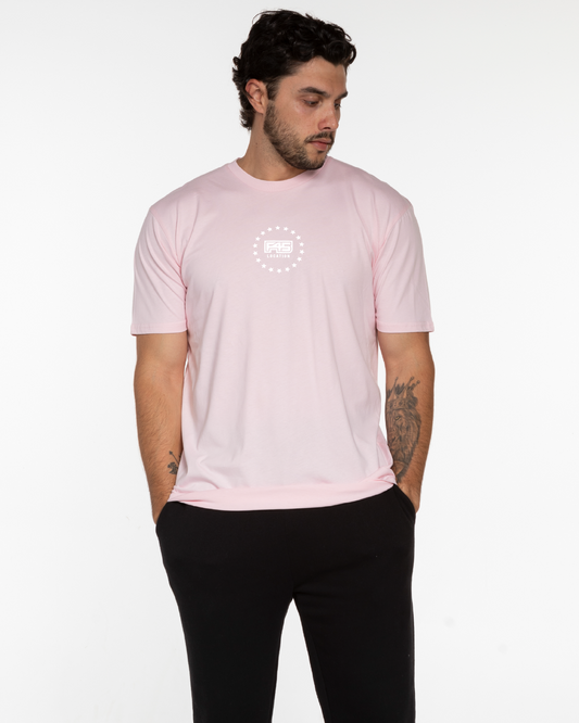 The Mens Tee - Pink - Summer - Center Chest Round - Printed - White