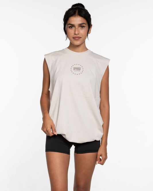 The Mens Tank - Bone - Summer - Center Chest Round - Printed - Tone on Tone