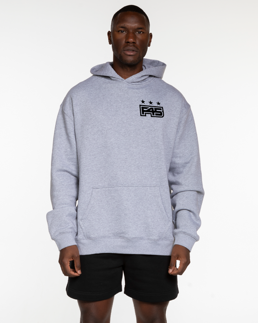 The Mens Hoodie - Heather - Core - Left Chest & Back Center Stacked - Black