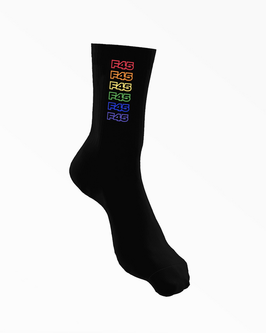 The Crew Sock - Black - Pride - F45 Stacked - Full Color