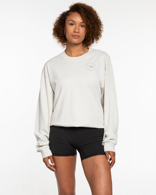 The Mens Heavyweight Long Sleeve - Washed Bone - Seasonal - Left Chest & Back Stacked - Tone on Tone