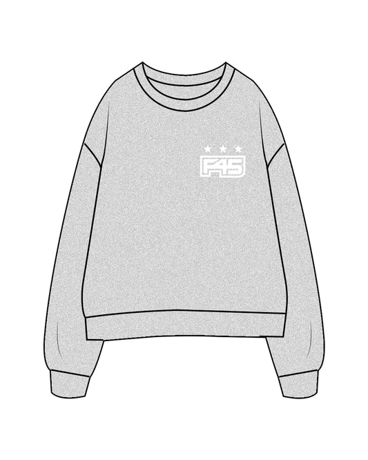 The Womens Crewneck - Heather - Core - Left Chest & Back Center Stacked - White