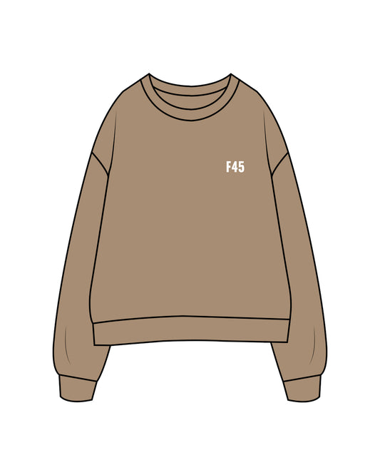 The Womens Crewneck - Sand - Seasonal - Left Chest & Back Stacked - White