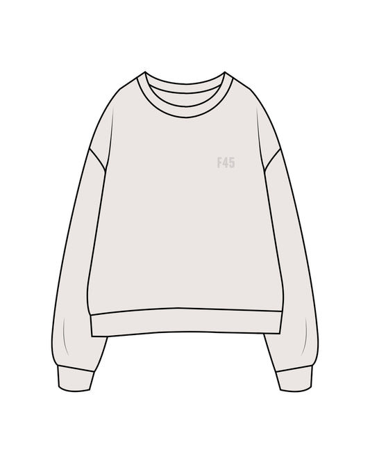 The Womens Crewneck - Bone - Seasonal - Left Chest & Back Stacked - Tone on Tone